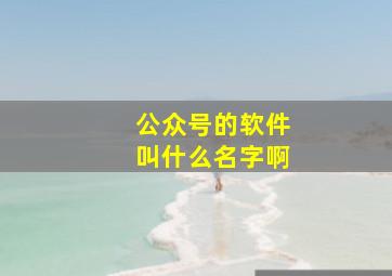 公众号的软件叫什么名字啊