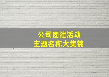 公司团建活动主题名称大集锦