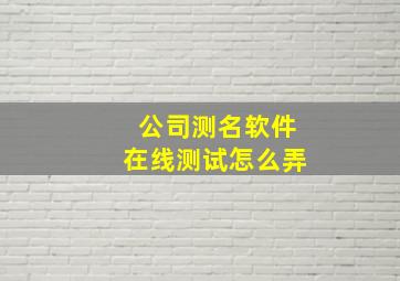 公司测名软件在线测试怎么弄