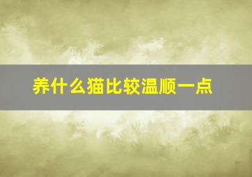 养什么猫比较温顺一点