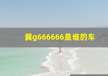 冀g666666是谁的车