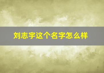 刘志宇这个名字怎么样