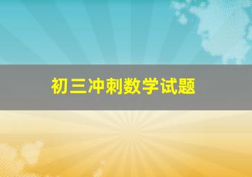 初三冲刺数学试题