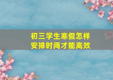 初三学生寒假怎样安排时间才能高效