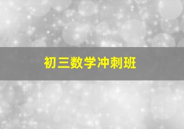 初三数学冲刺班