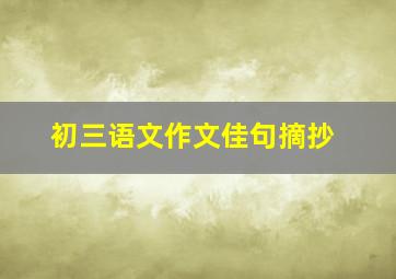 初三语文作文佳句摘抄