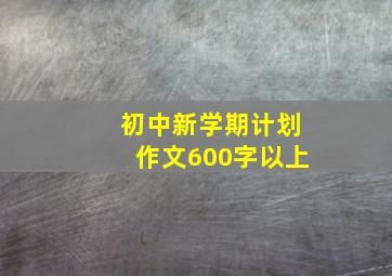 初中新学期计划作文600字以上