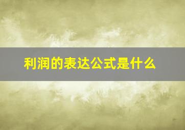 利润的表达公式是什么