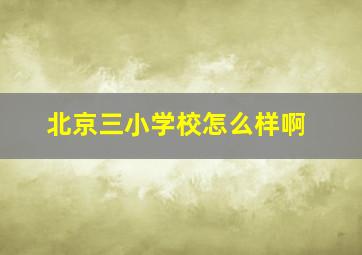 北京三小学校怎么样啊