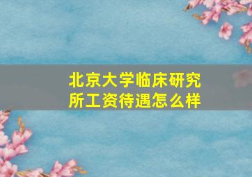 北京大学临床研究所工资待遇怎么样