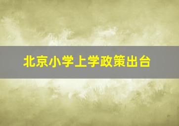 北京小学上学政策出台