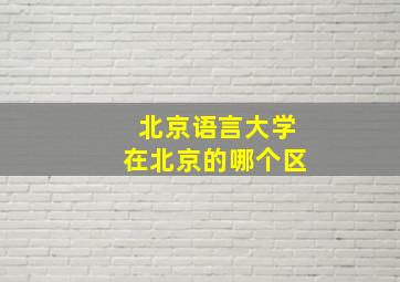 北京语言大学在北京的哪个区