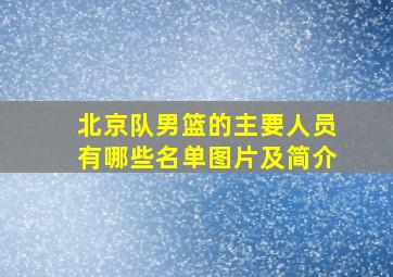 北京队男篮的主要人员有哪些名单图片及简介