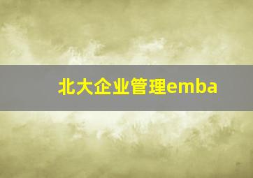 北大企业管理emba