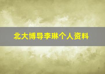 北大博导李琳个人资料