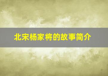 北宋杨家将的故事简介