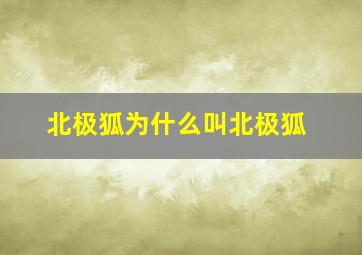 北极狐为什么叫北极狐