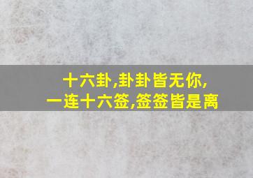 十六卦,卦卦皆无你,一连十六签,签签皆是离