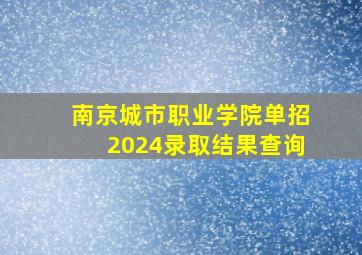 南京城市职业学院单招2024录取结果查询