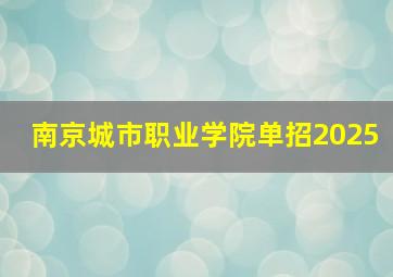 南京城市职业学院单招2025