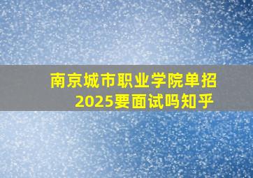 南京城市职业学院单招2025要面试吗知乎