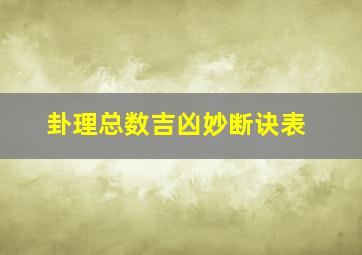 卦理总数吉凶妙断诀表