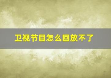 卫视节目怎么回放不了