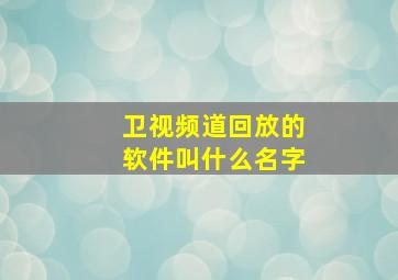 卫视频道回放的软件叫什么名字