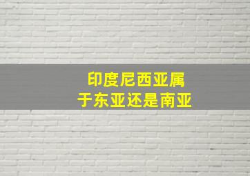 印度尼西亚属于东亚还是南亚