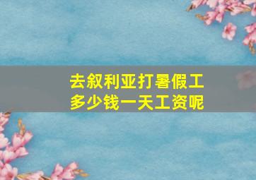 去叙利亚打暑假工多少钱一天工资呢