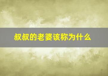 叔叔的老婆该称为什么