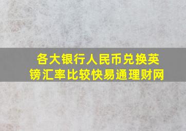 各大银行人民币兑换英镑汇率比较快易通理财网