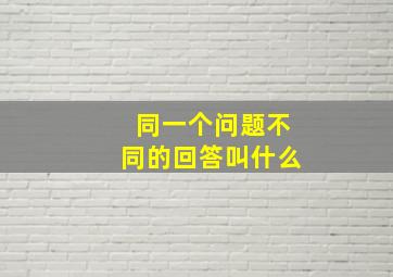 同一个问题不同的回答叫什么