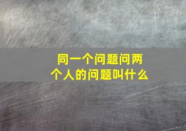 同一个问题问两个人的问题叫什么