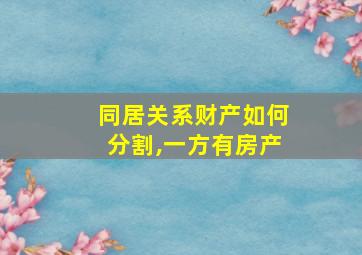 同居关系财产如何分割,一方有房产