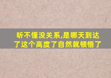 听不懂没关系,是哪天到达了这个高度了自然就顿悟了