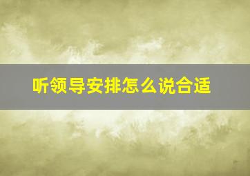 听领导安排怎么说合适