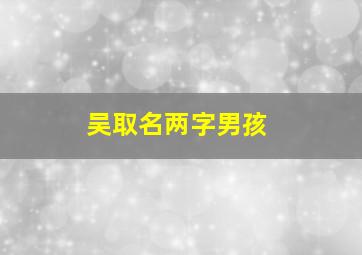 吴取名两字男孩