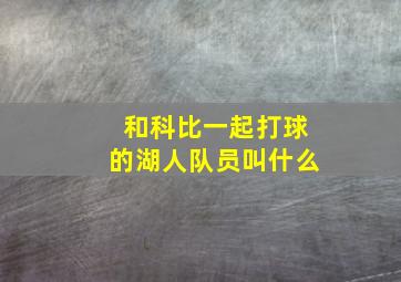 和科比一起打球的湖人队员叫什么