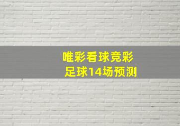 唯彩看球竞彩足球14场预测