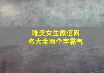 唯美女生微信网名大全两个字霸气