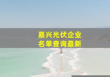 嘉兴光伏企业名单查询最新