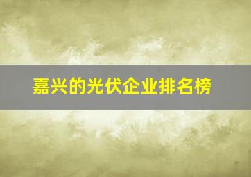 嘉兴的光伏企业排名榜