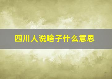 四川人说啥子什么意思