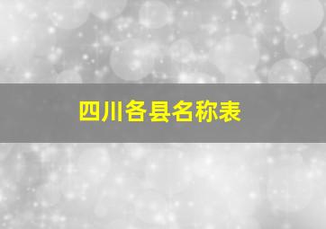 四川各县名称表