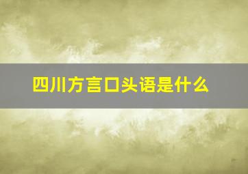 四川方言口头语是什么