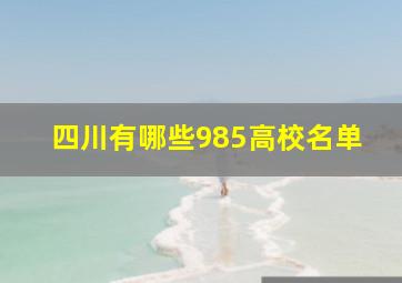 四川有哪些985高校名单