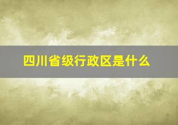 四川省级行政区是什么