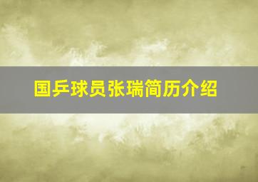 国乒球员张瑞简历介绍