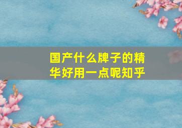 国产什么牌子的精华好用一点呢知乎